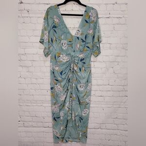 June & Hudson Dress Gathered Down The Front Floral Print‎ Size Small